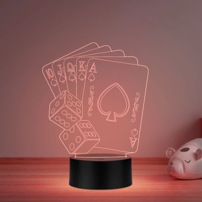 Playing Cards Acrylic led Table lamp Multicolored Light with Remote Control